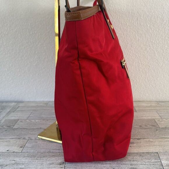 Michael Kors Red Nylon & Tan Leather Trim Tote - Picture 5 of 15
